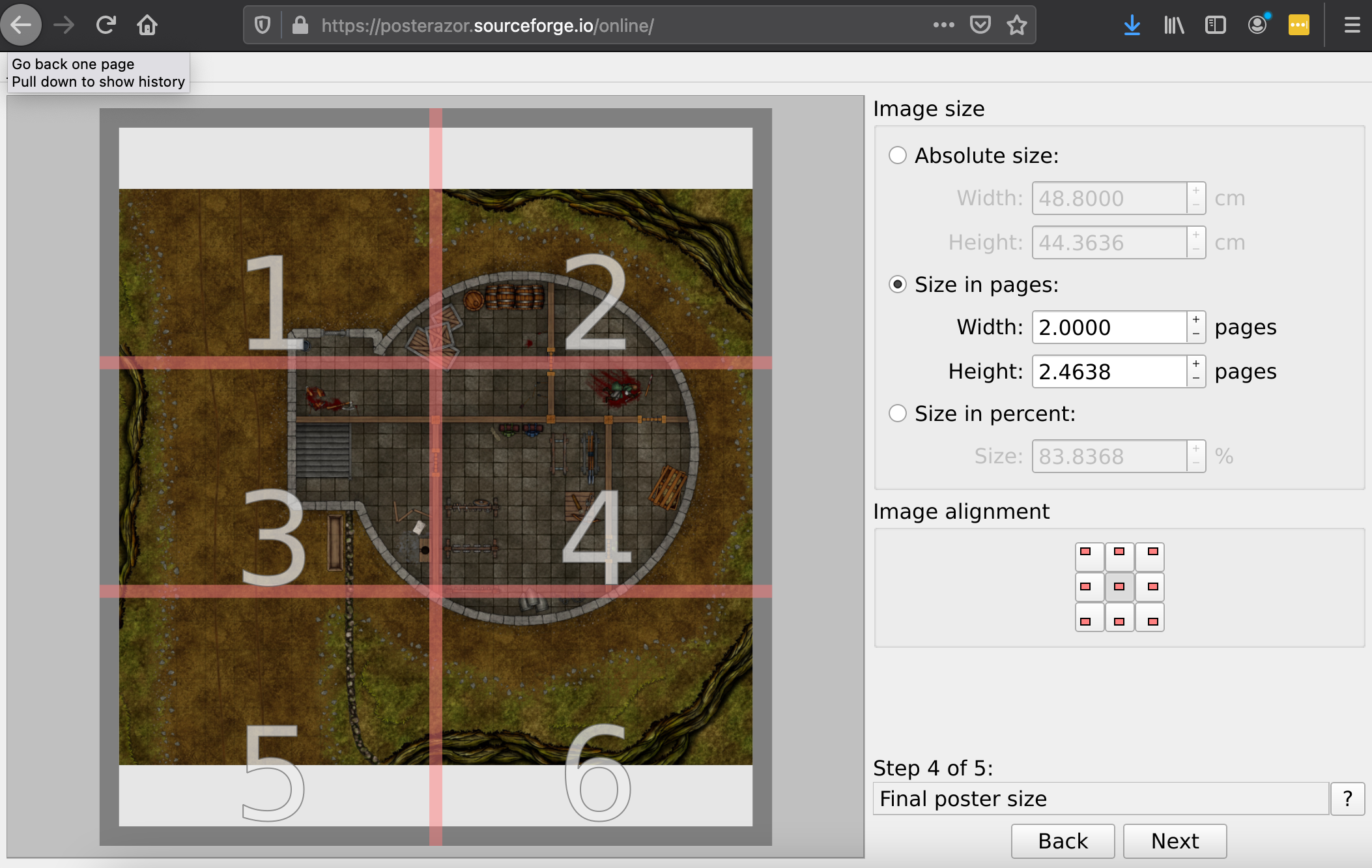 Screenshot of the browser version of PosteRazor
