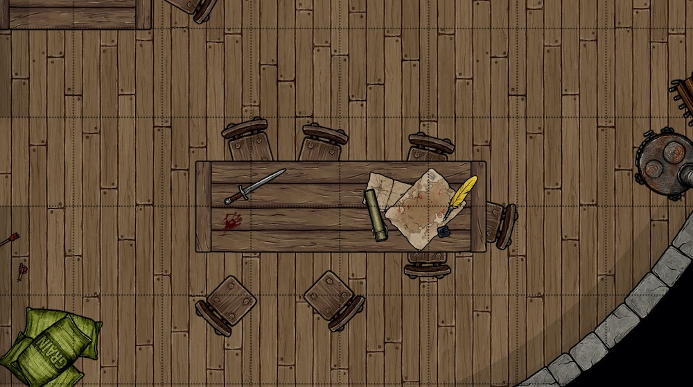 A table with a map.